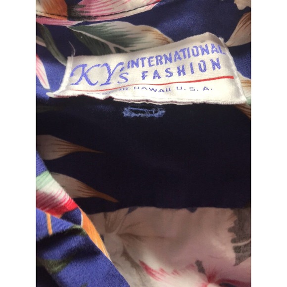 Ky’s Men’s Button Front Hawaiian Shirt Blue Unsized M/L? SEE DESCRIPTION - Picture 5 of 5